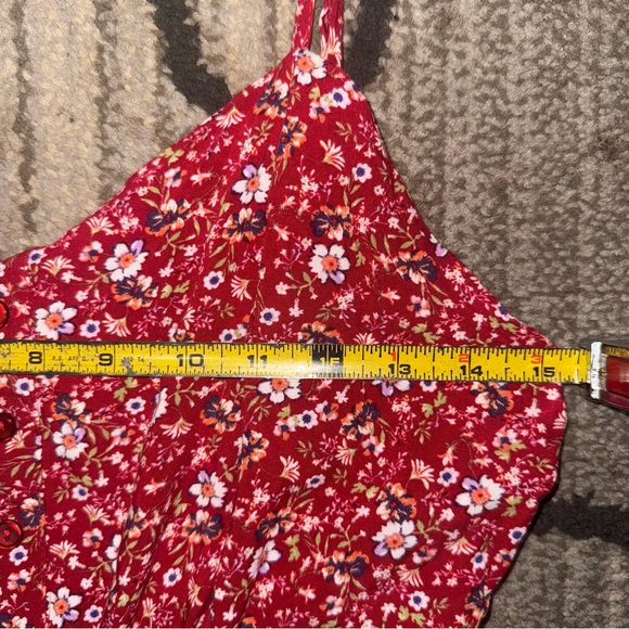 Justify Red Floral Sleeveless A-Line Dress Smocked Waist M - Picture 7 of 9